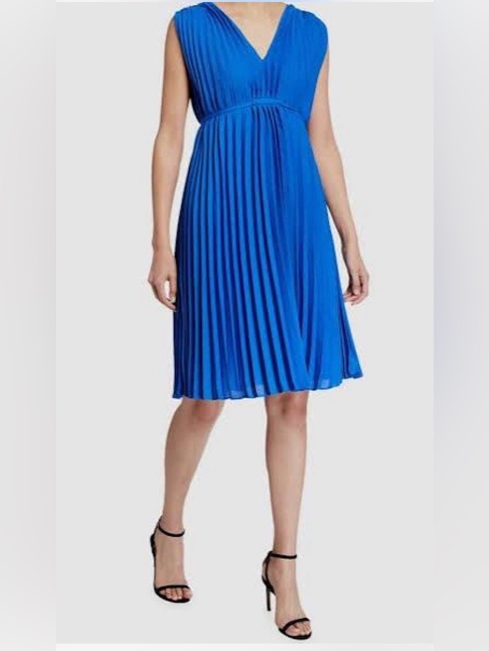 Max Studio Cobalt Blue Pleated Midi Dress Sleeveless size M